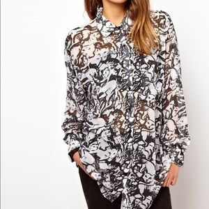 American Apparel Oversized Button Up - Cat Print